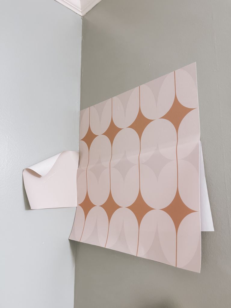 DIY Bathroom Wallpapered Feature Wall