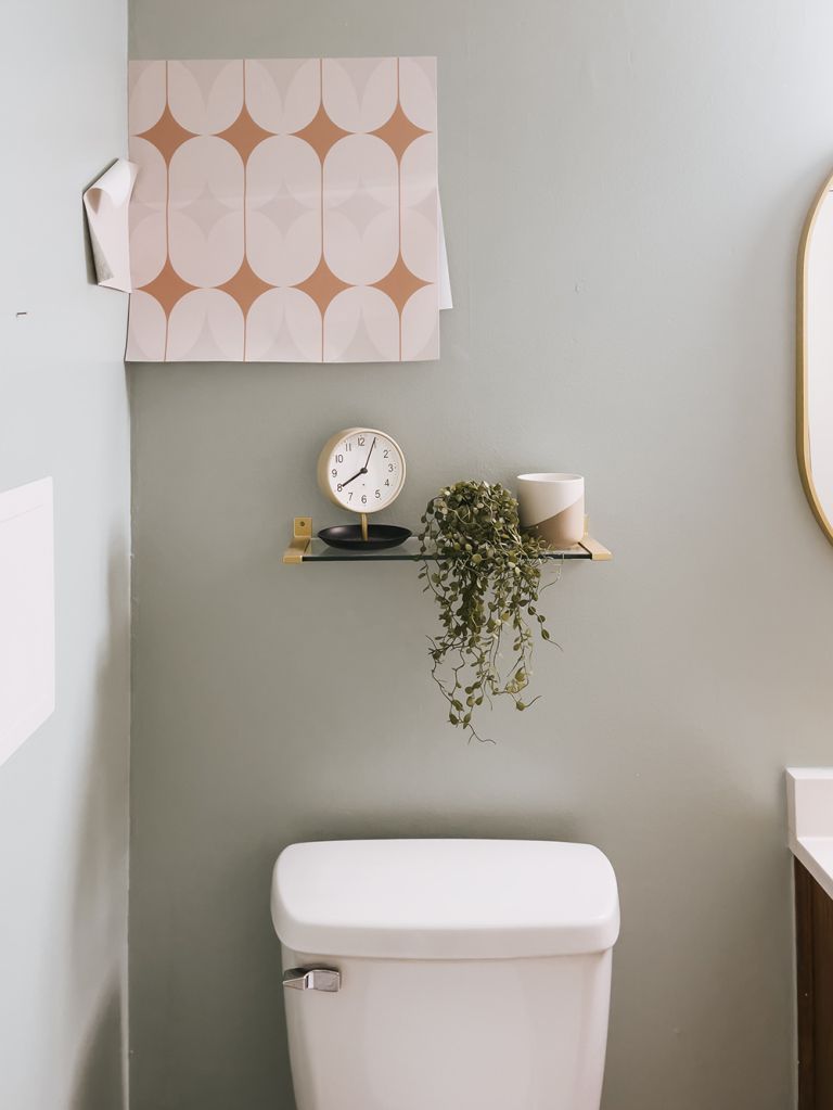 DIY Bathroom Wallpapered Feature Wall