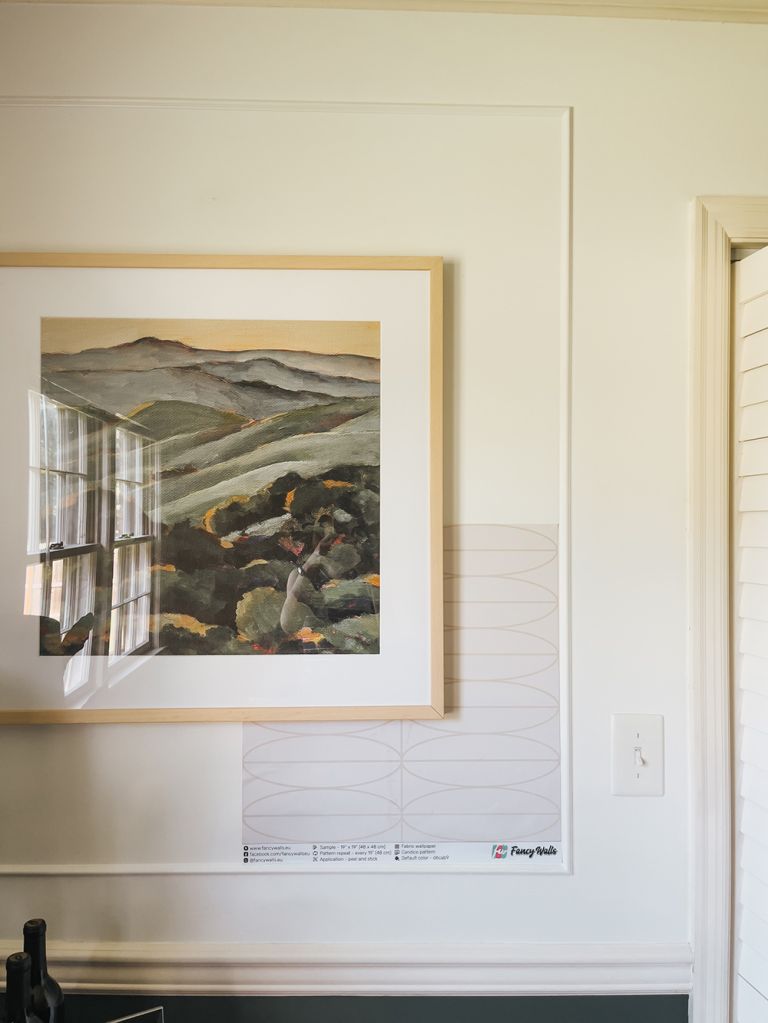 DIY Wallpapered Picture Frame Moulding Featuring @fancywallseu Peel-And-Stick Wallpaper (ad/gifted)