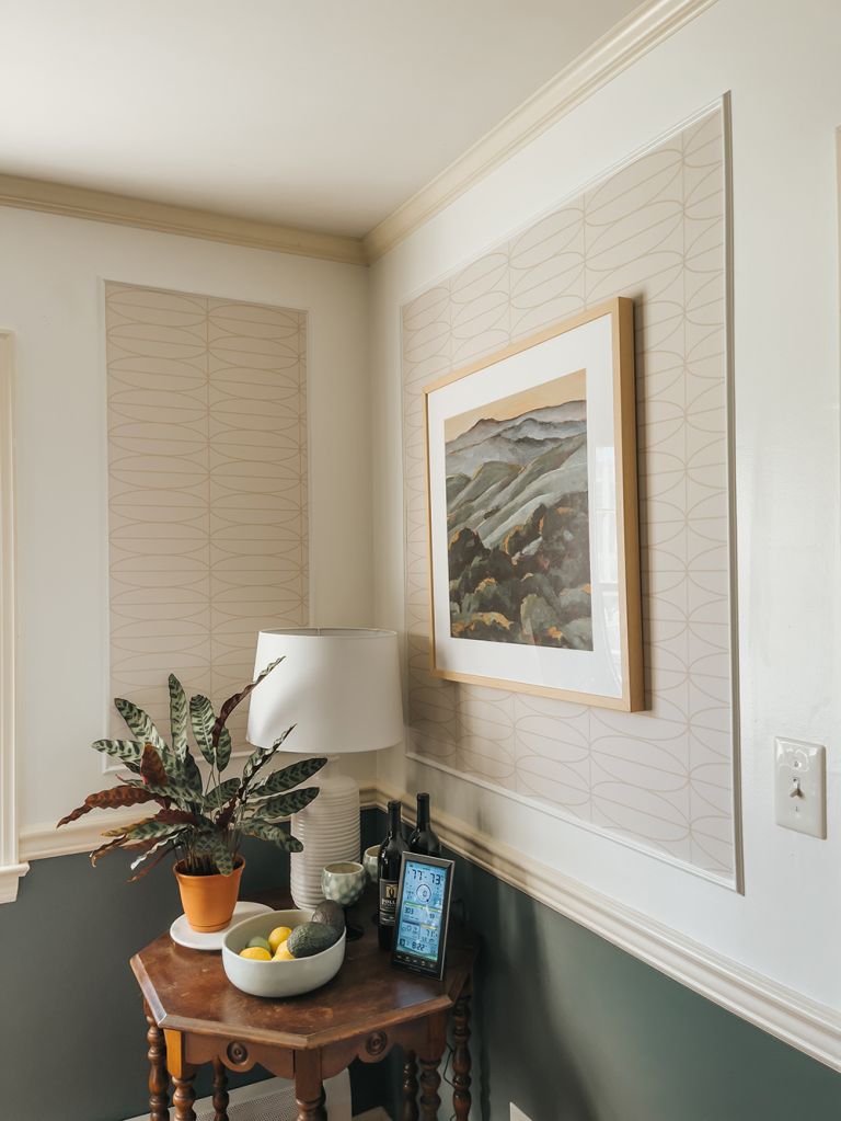 DIY Wallpapered Picture Frame Moulding Featuring @fancywallseu Peel-And-Stick Wallpaper (ad/gifted)