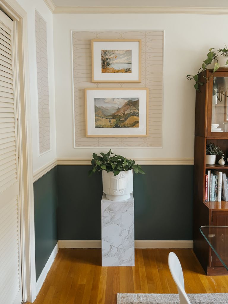 DIY Wallpapered Picture Frame Moulding Featuring @fancywallseu Peel-And-Stick Wallpaper (ad/gifted)