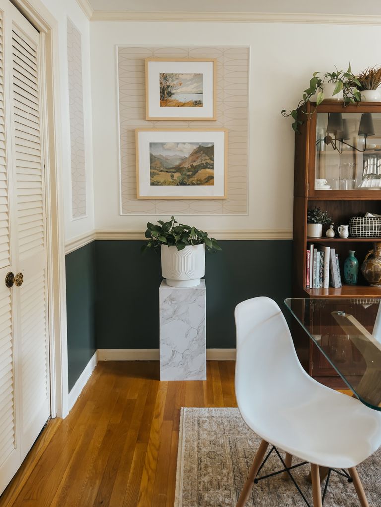 DIY Wallpapered Picture Frame Moulding Featuring @fancywallseu Peel-And-Stick Wallpaper (ad/gifted)
