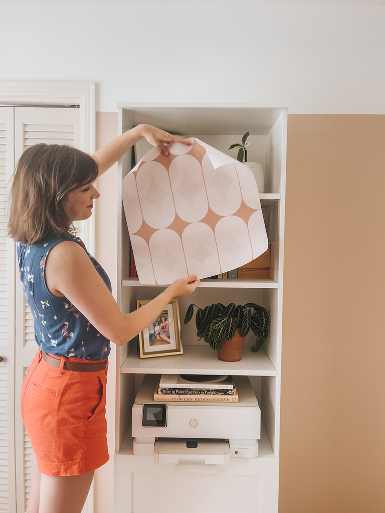 DIY Wallpapered Bookcase IKEA Hack Featuring @fancywallseu Peel-And-Stick Wallpaper (ad/gifted)