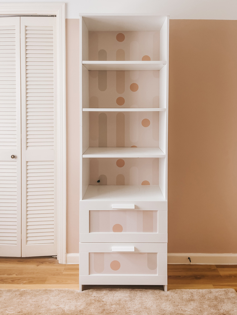 DIY Wallpapered Bookcase IKEA Hack Featuring @fancywallseu Peel-And-Stick Wallpaper (ad/gifted)