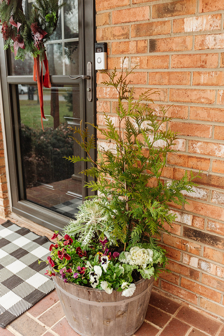 DIY Winter Barrel Garden For Your Porch