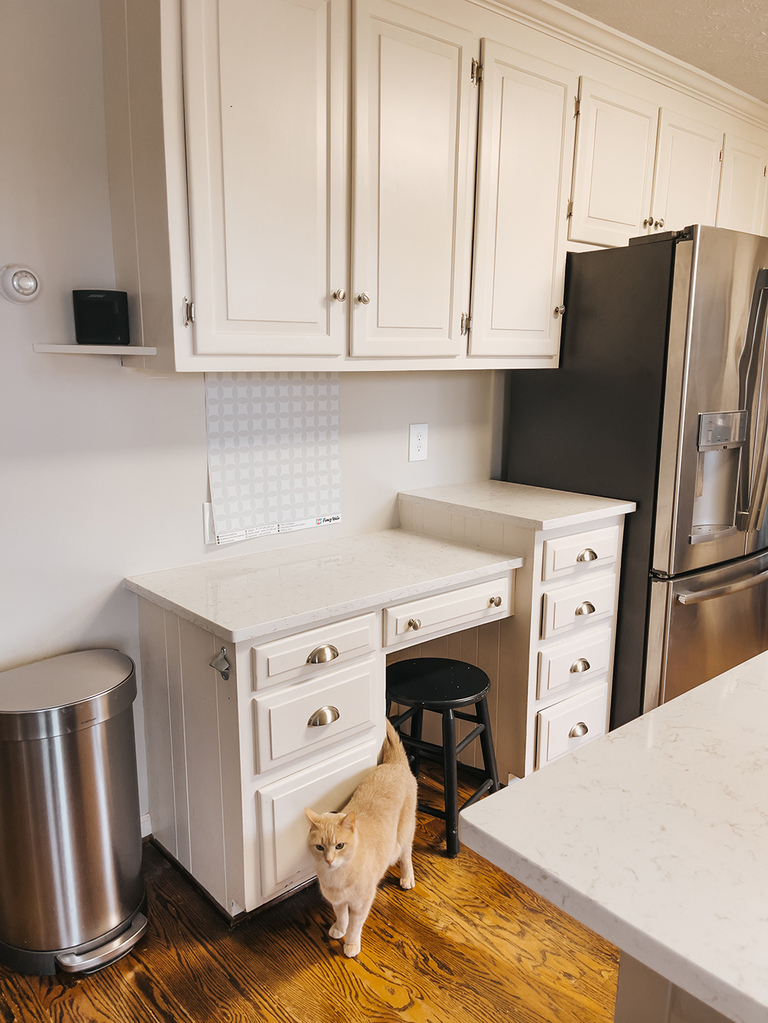 Faux Tile Wallpapered Backsplash Idea