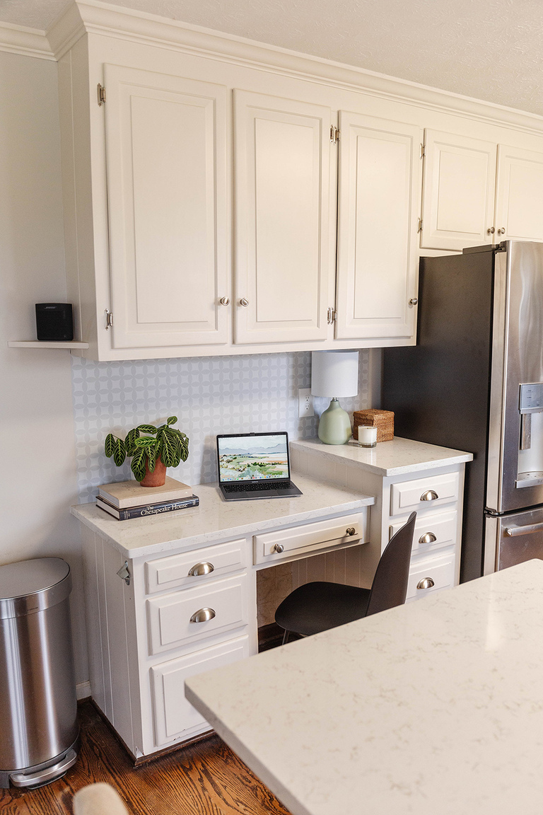 Faux Tile Wallpapered Backsplash Idea