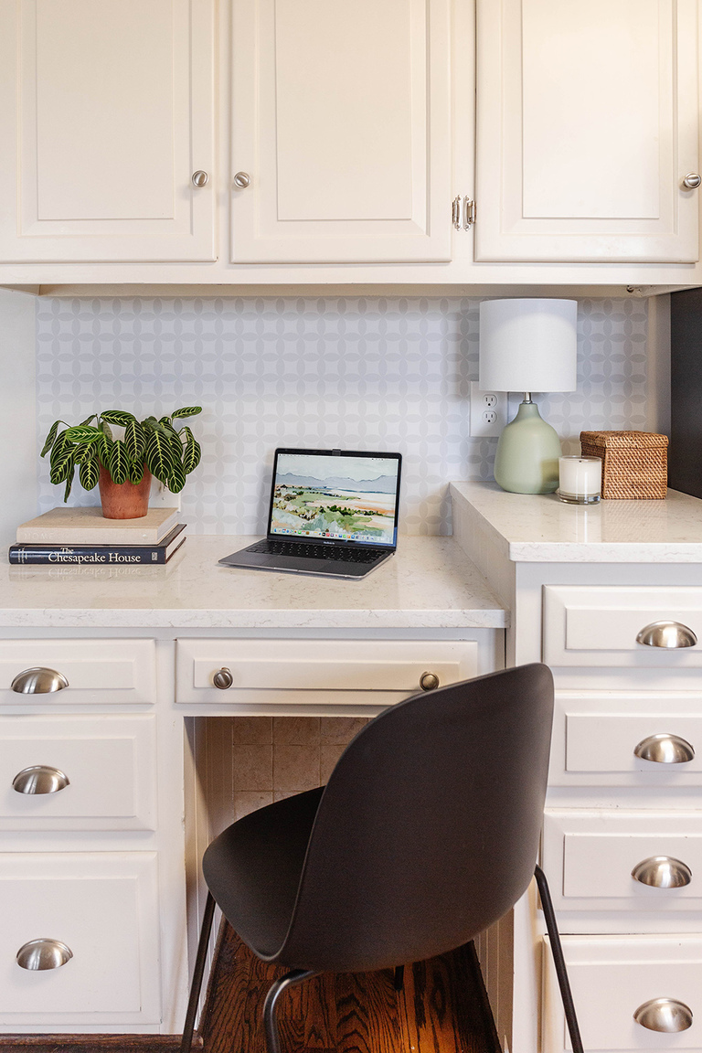 Faux Tile Wallpapered Backsplash Idea