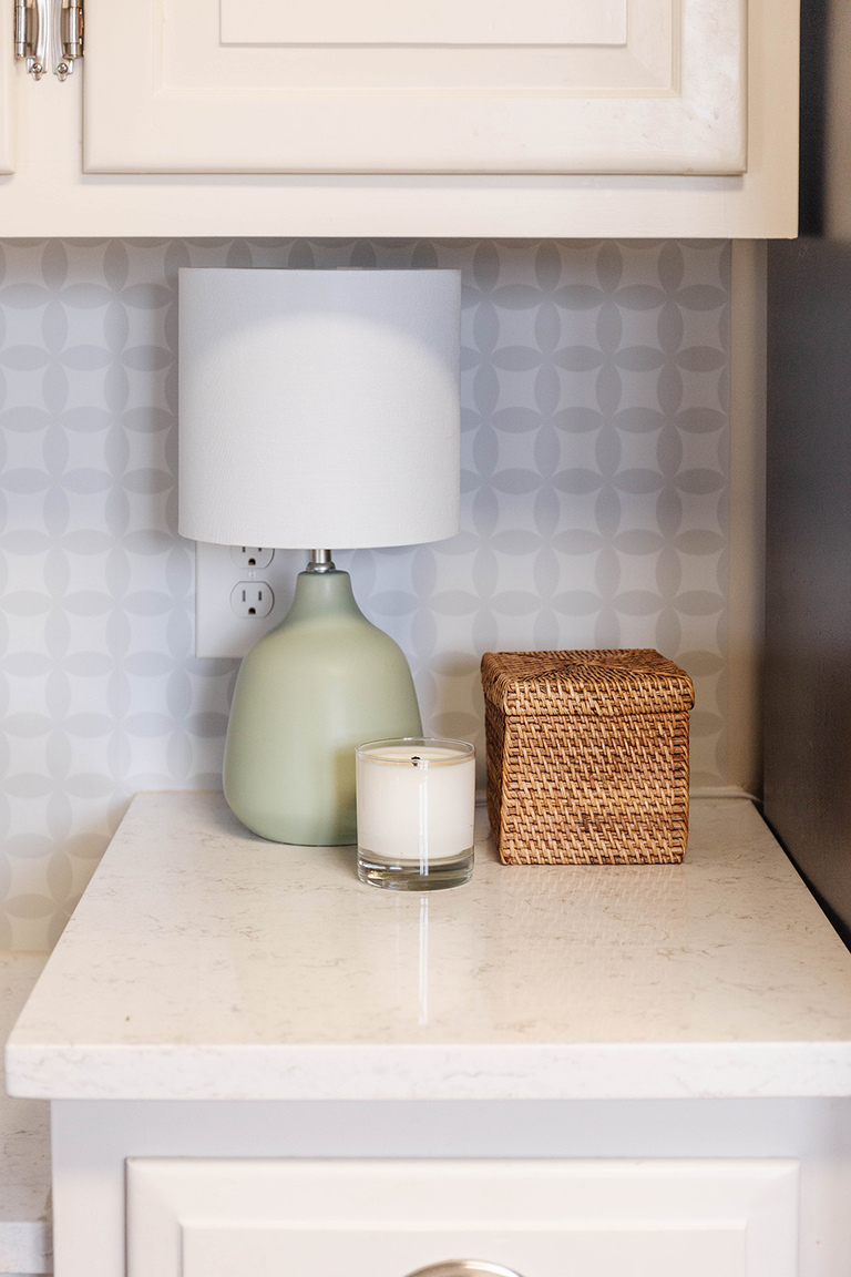 Faux Tile Wallpapered Backsplash Idea