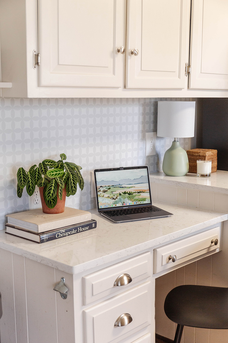 Faux Tile Wallpapered Backsplash Idea