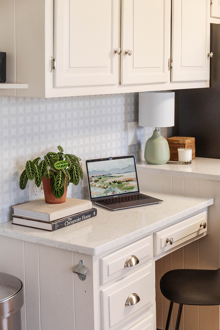 Faux Tile Wallpapered Backsplash Idea