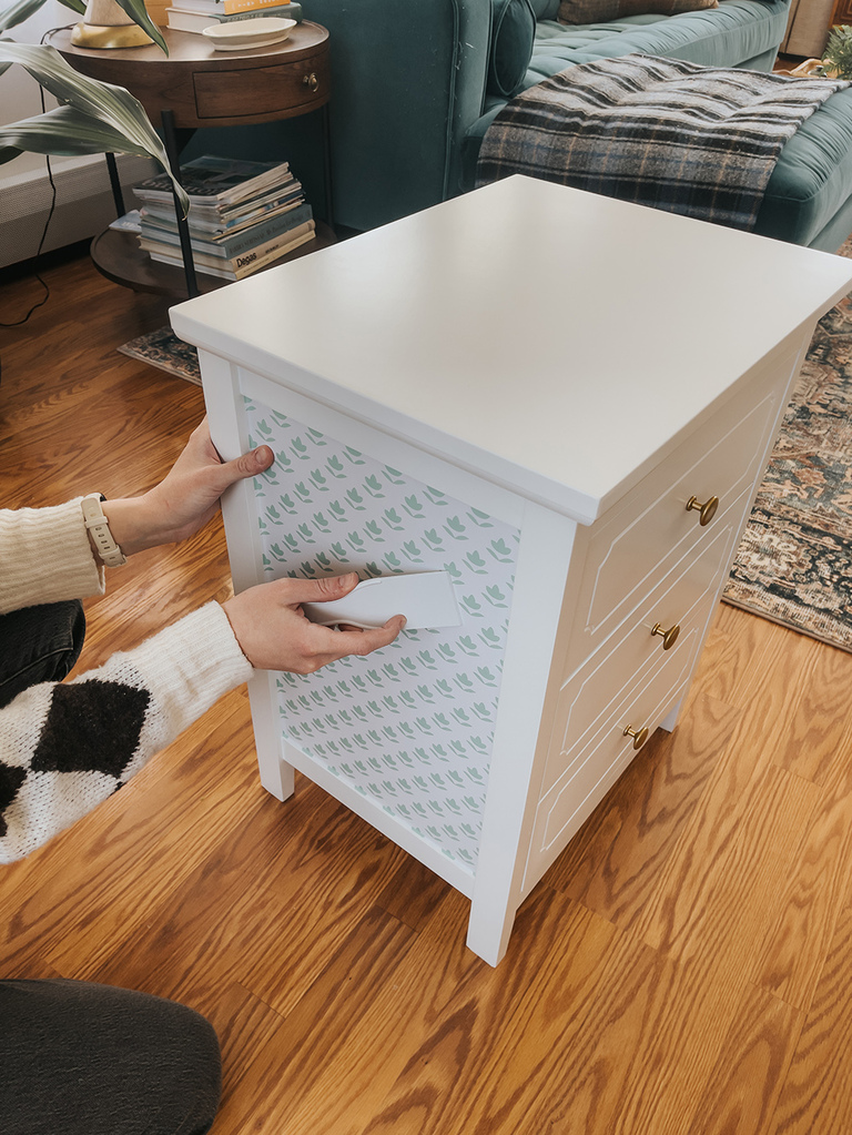 DIY Wallpapered Side Table Makeover