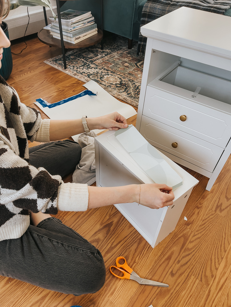 DIY Wallpapered Side Table Makeover