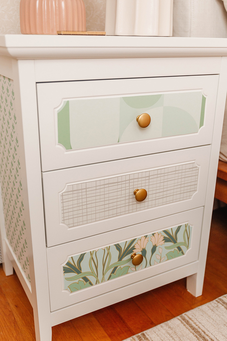 DIY Wallpapered Side Table Makeover