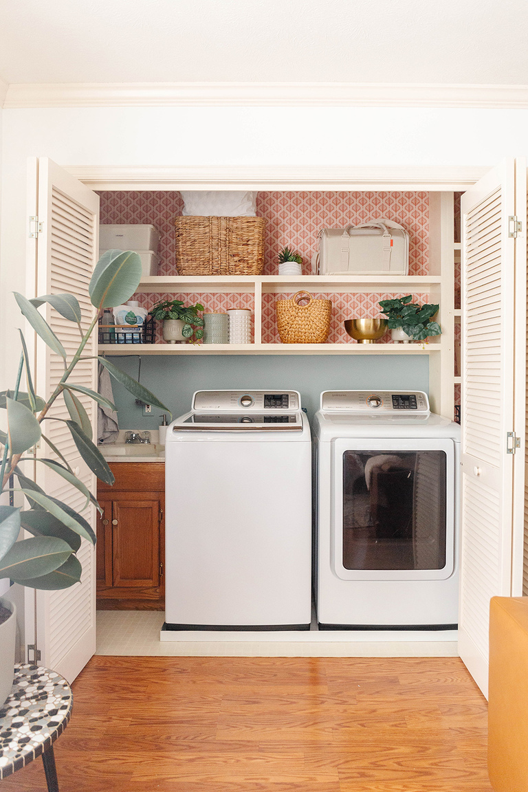 Colorful Patterned Laundry Room Makeover