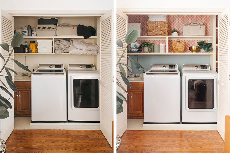 Colorful Patterned Laundry Room Makeover