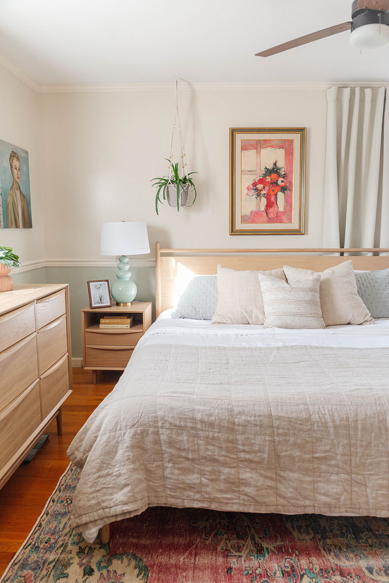 Colorful Boho Primary Bedroom Tour | dreamgreendiy.com + @article #ourArticle #ad #leniadresser #lenianightstand #leniabed