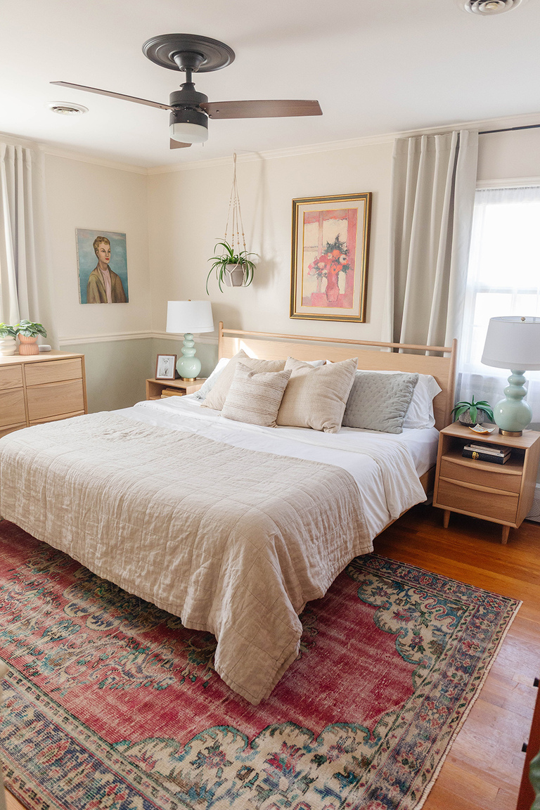 Colorful Boho Primary Bedroom Tour | dreamgreendiy.com + @article #ourArticle #ad #leniadresser #lenianightstand #leniabed