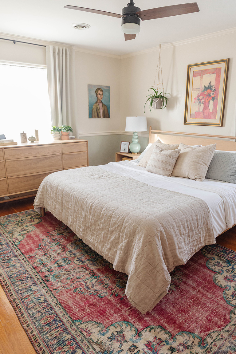 Colorful Boho Primary Bedroom Tour | dreamgreendiy.com + @article #ourArticle #ad #leniadresser #lenianightstand #leniabed