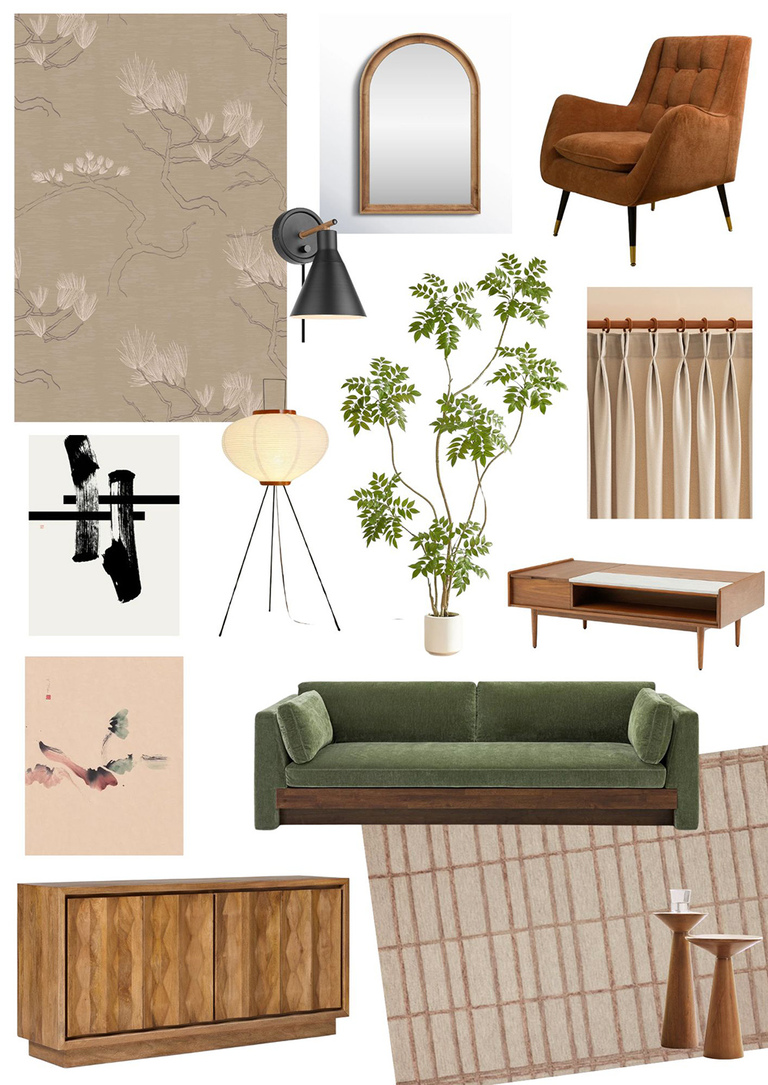 Classic Japandi Design Home Décor Mood Board