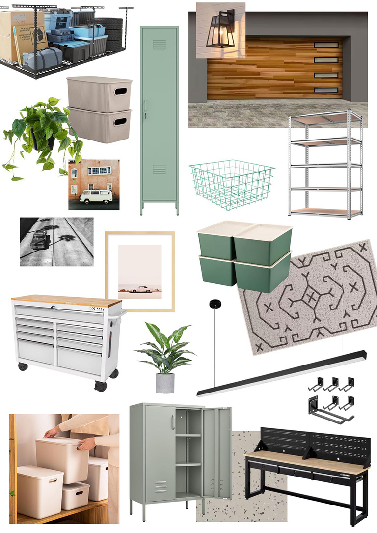 Modern Garage Organization Home Décor Mood Board