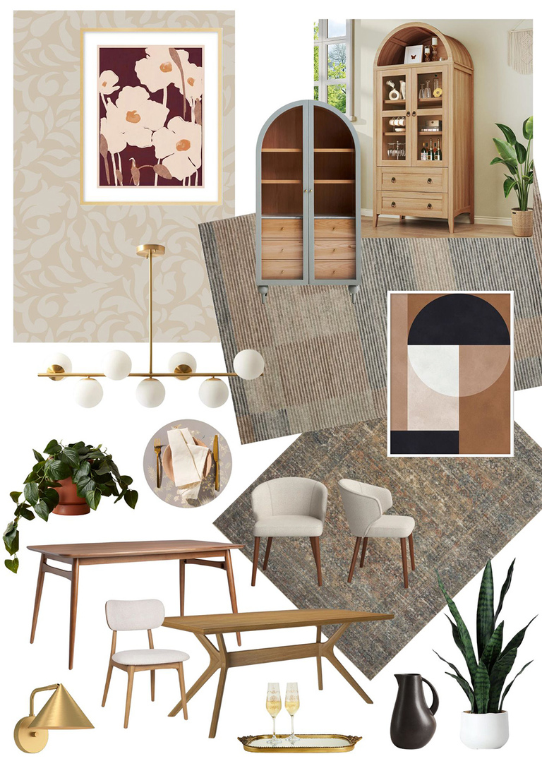 Wallpapered Dining Room Home Décor Mood Board