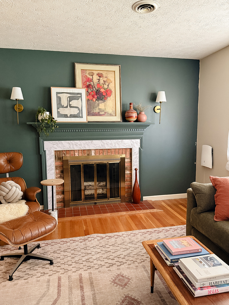 DIY Wallpapered Fireplace Feature Wall