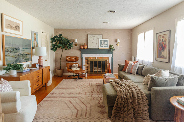 DIY Wallpapered Fireplace Feature Wall