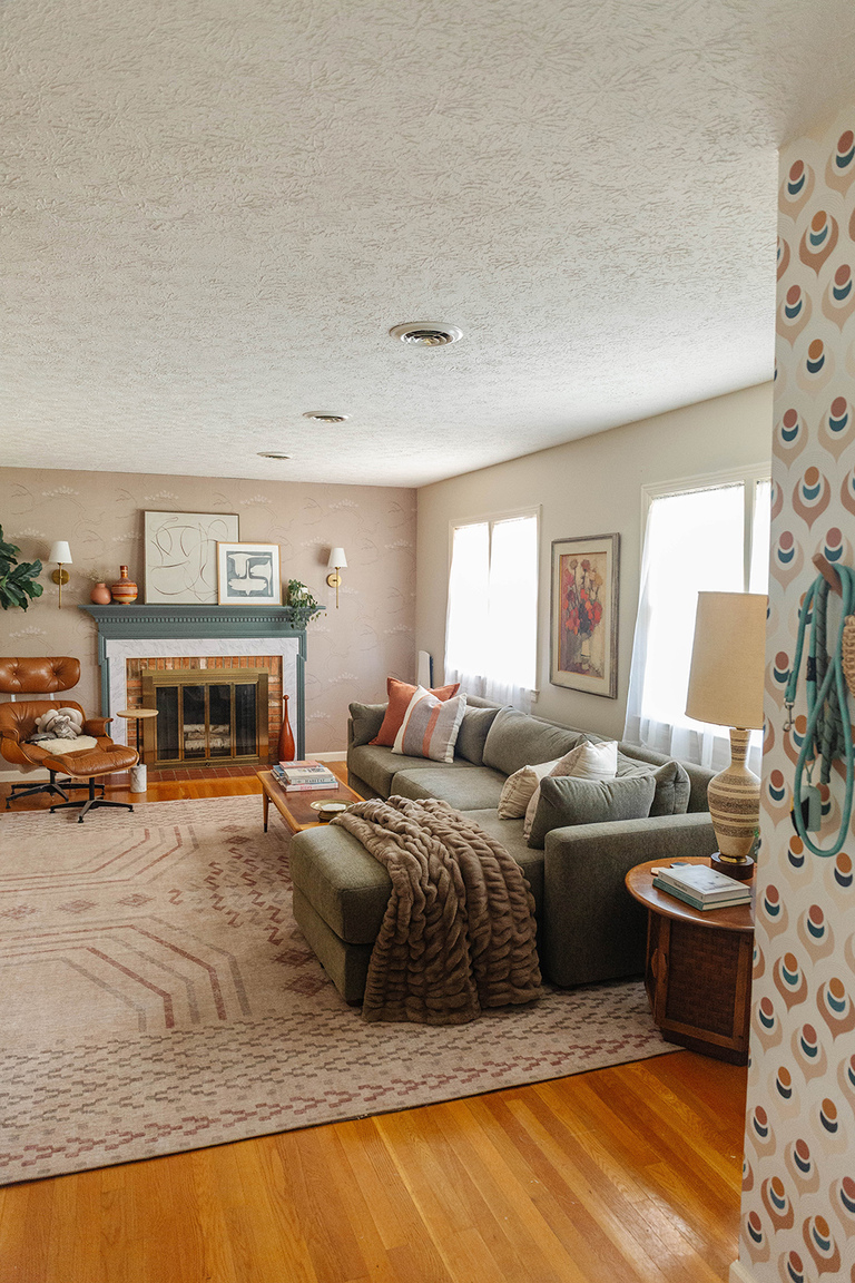 DIY Wallpapered Fireplace Feature Wall