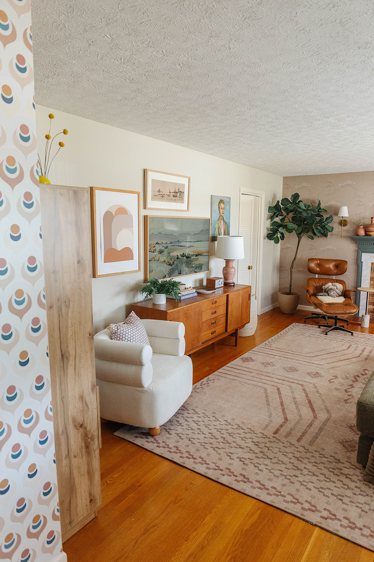 DIY Wallpapered Fireplace Feature Wall