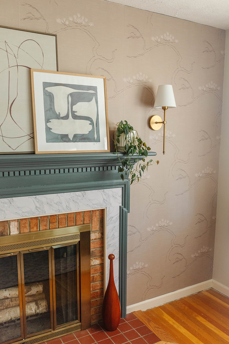 DIY Wallpapered Fireplace Feature Wall