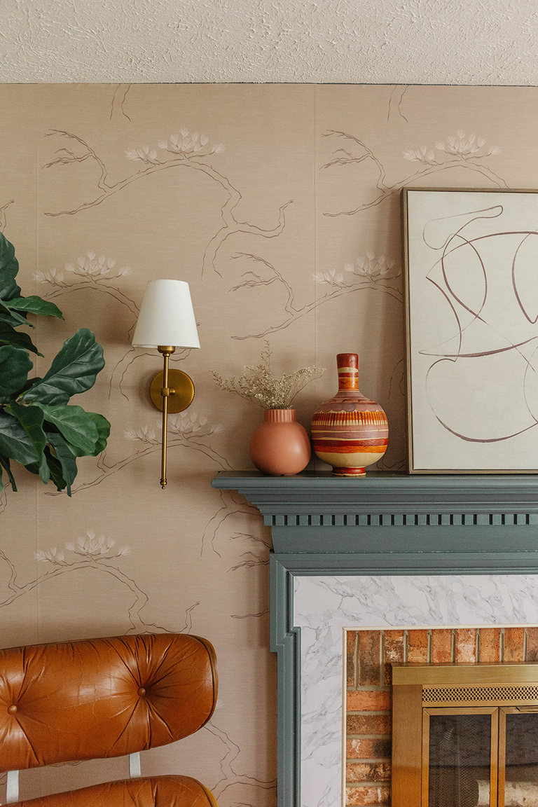 DIY Wallpapered Fireplace Feature Wall