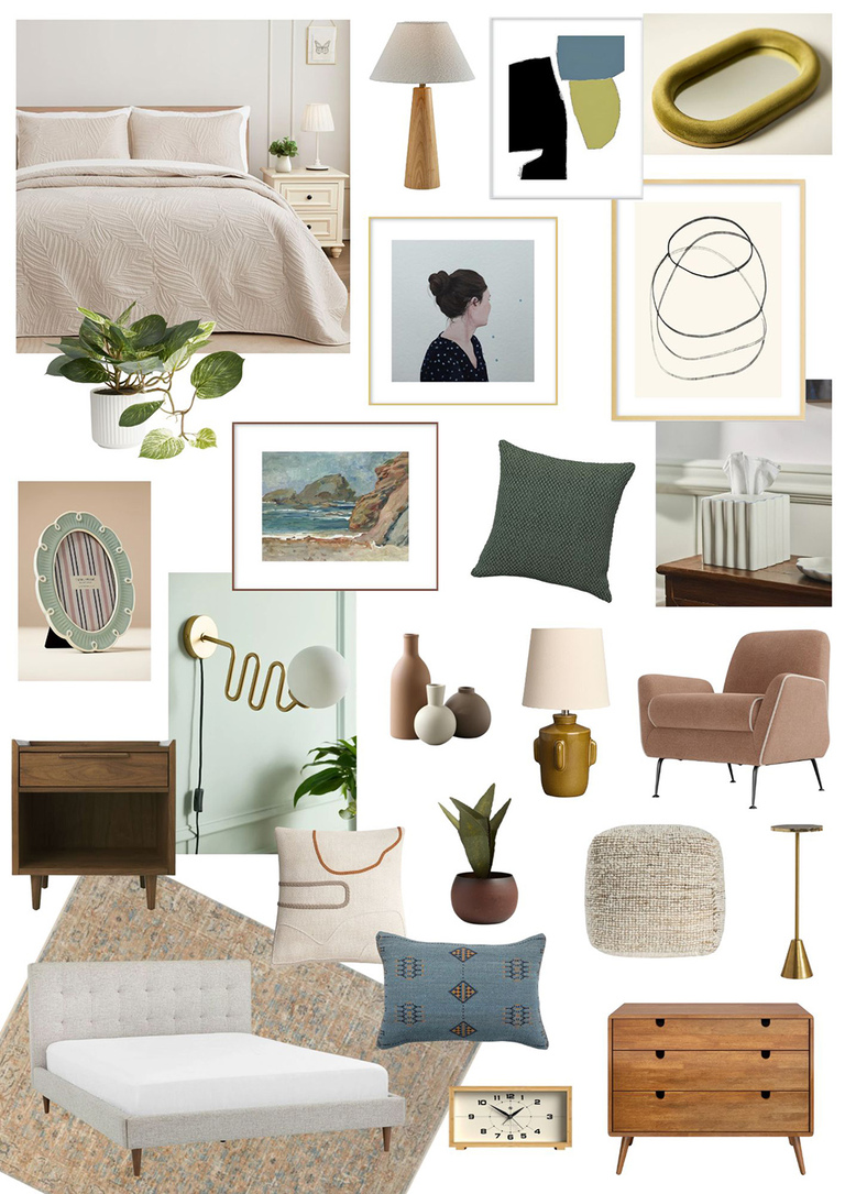 Calming Bedroom Retreat Home Mood Board