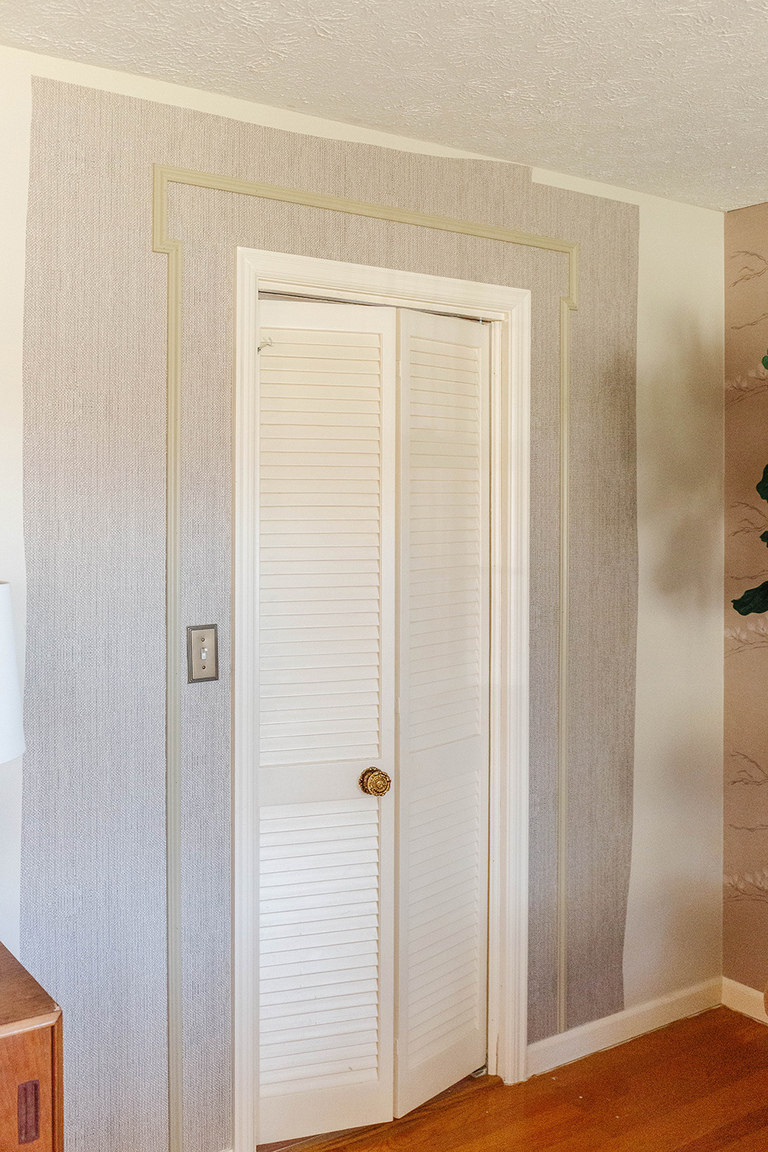 DIY Wallpapered Trimmed Out Doorway