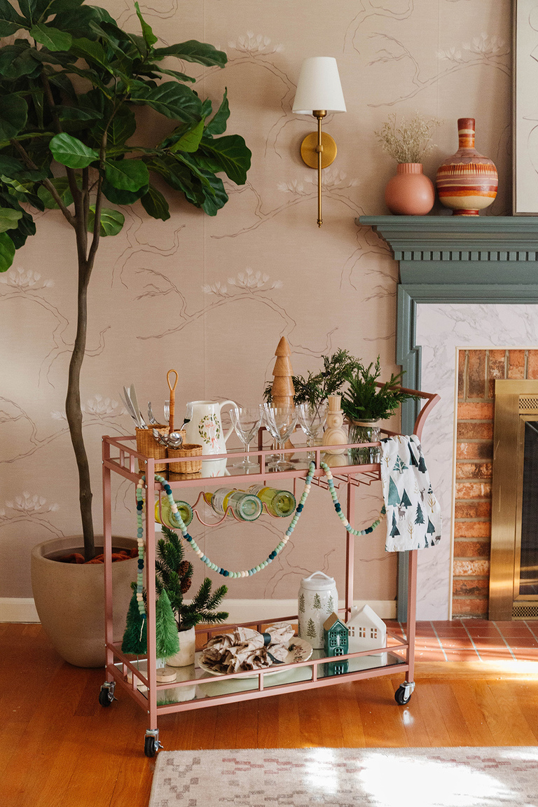 How To Style A Bar Cart For Christmas