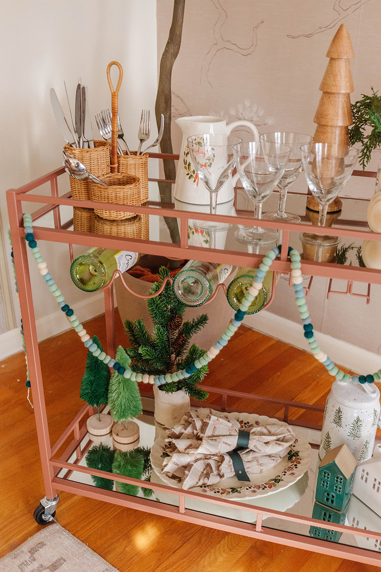 How To Style A Bar Cart For Christmas