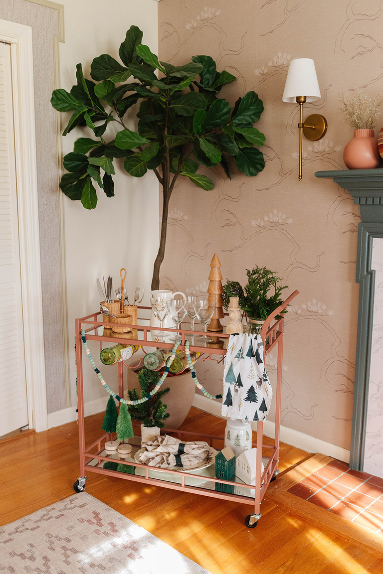 How To Style A Bar Cart For Christmas