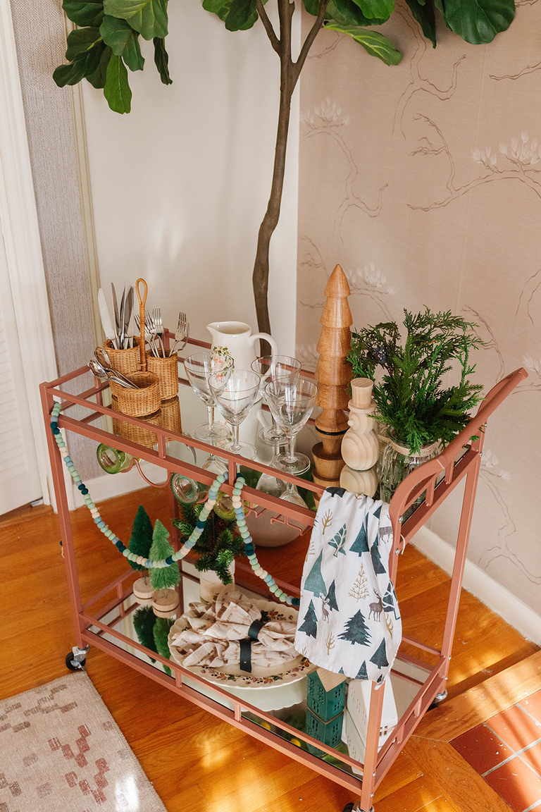 How To Style A Bar Cart For Christmas
