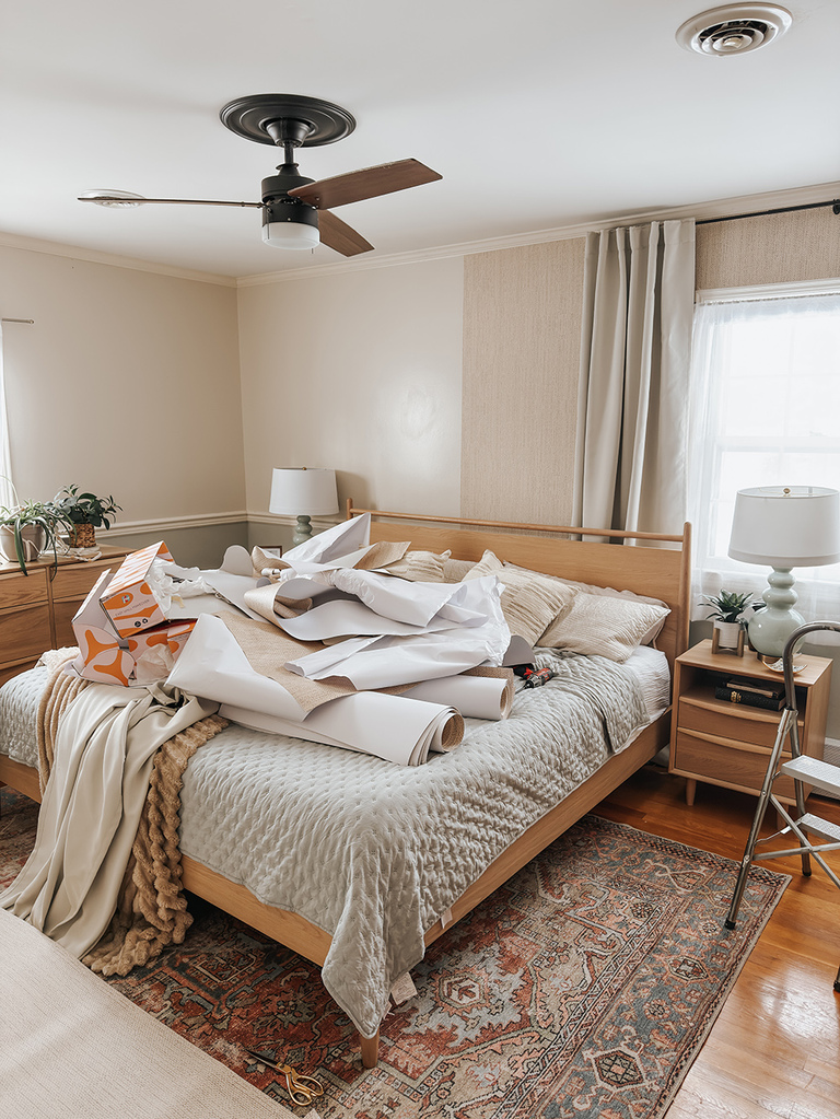 Faux Grasscloth Wallpaper In Our Bedroom